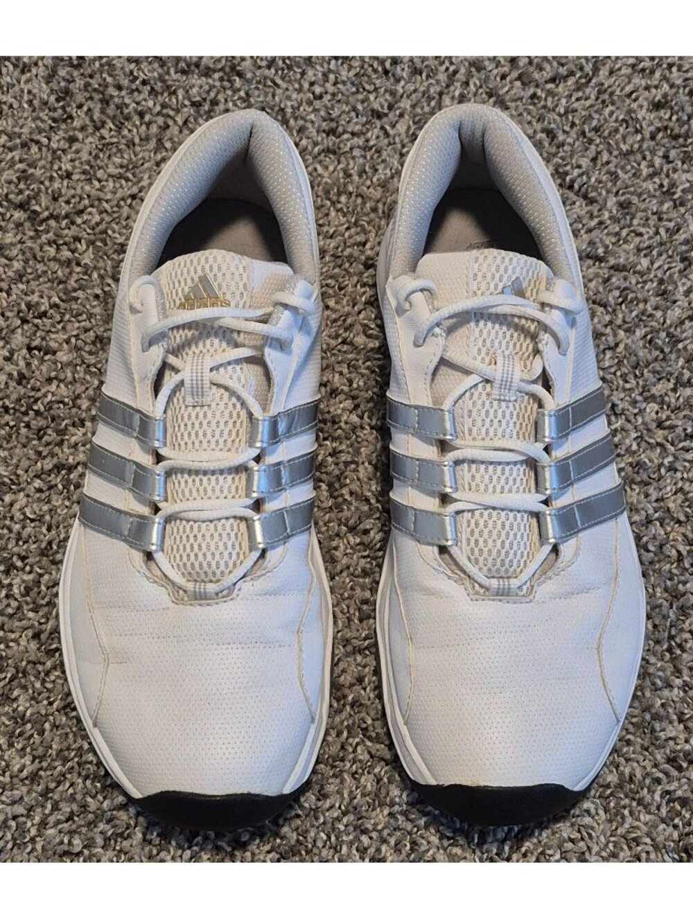 Adidas Golf Shoes White Leather Sneakers Lace Up Traxion Men's 10